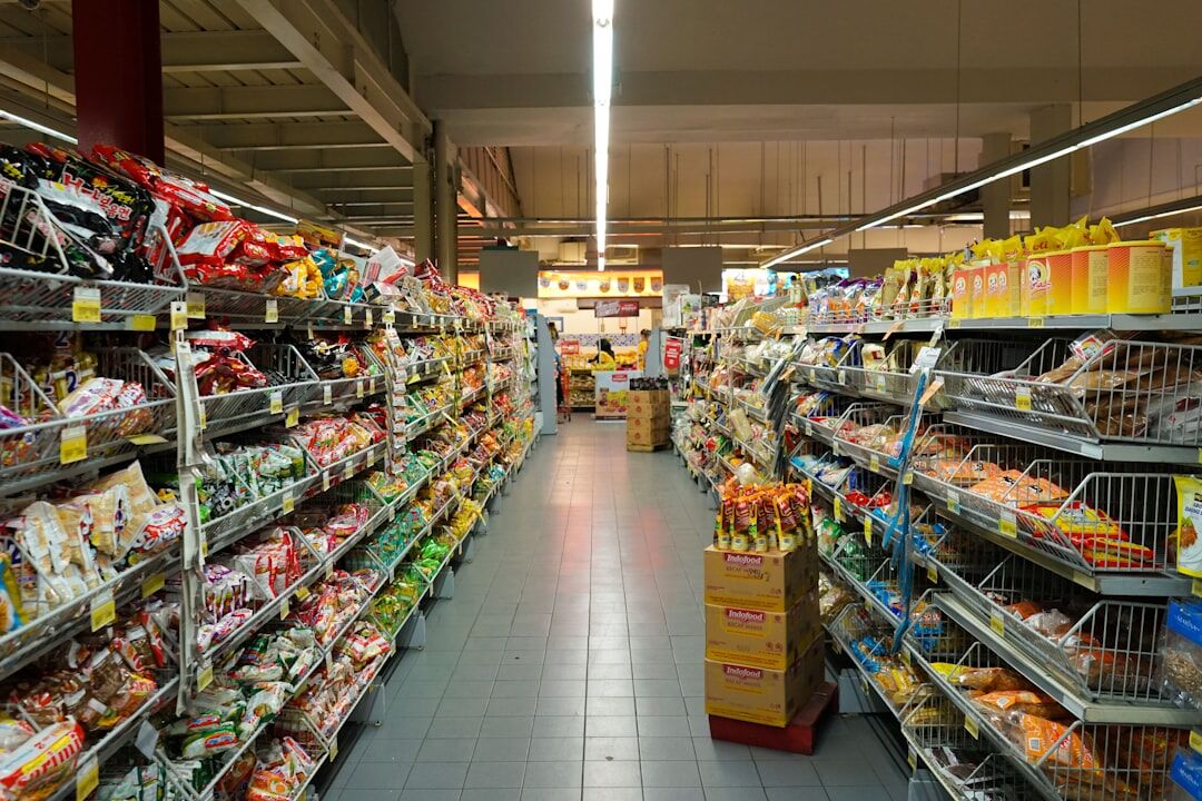 supermarket aisle with products