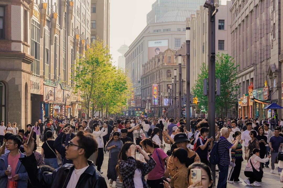 busy city street with shops